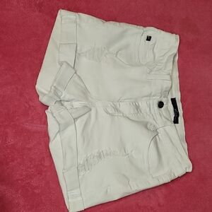 Chic White Distressed Shorts